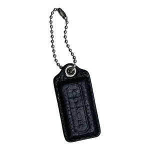 COACH Black Leather Replacement Keychain Mini Tag Fob On‎ Beaded Chain​​​